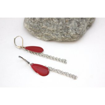 Boucles d'oreilles sequin émaillé rouge