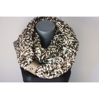 Snood oversize en laine marron et Ã©cru