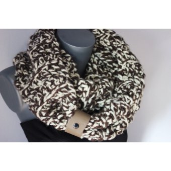 Snood oversize en laine marron et écru