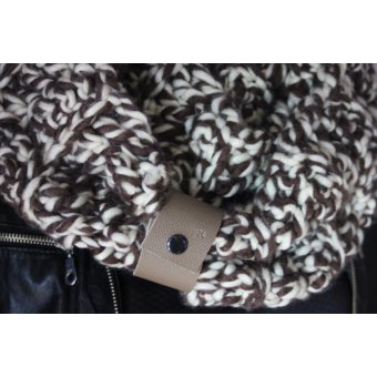 Snood oversize en laine marron et écru