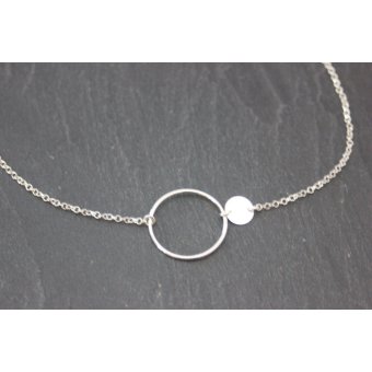 Collier anneau et médaille en argent massif