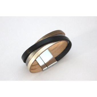 Bracelet multi-rangs cuir noir by EmmaFAshionStyle