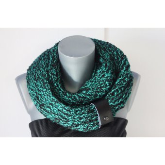 Snood laine fil mÃ©tallisÃ© noir et vert 