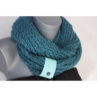 Echarpe en laine oversize bleu canard