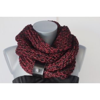 Snood laine fil mÃ©tallisÃ© noir et rouge