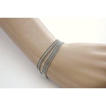 Bracelet multi-rangs chaine bille en acier 