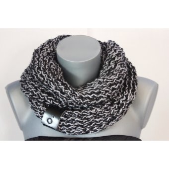 Snood laine noir et gris mÃ©tallisÃ© 