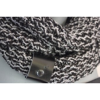 Snood laine noir et gris métallisé 