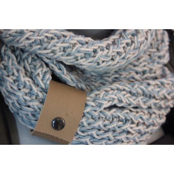 Snood laine gris clair et vert d'eau