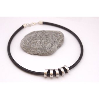 collier cuir noir et pendentif argent by EmmaFashionStyle