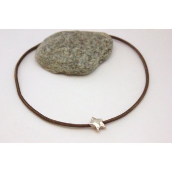 collier ras du cou en cuir marron by EmmaFashionStule