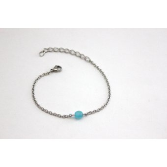 Bracelet acier et perle oeil de chat turquoise