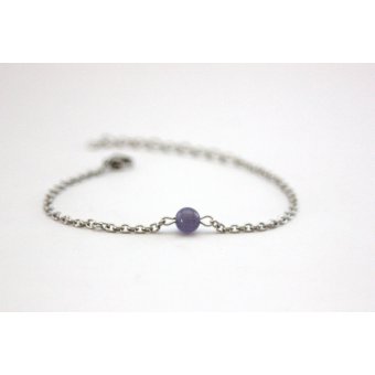 Bracelet acier et perle oeil de chat mauve