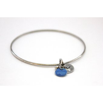 Bracelet jonc en acier et breloques bleu