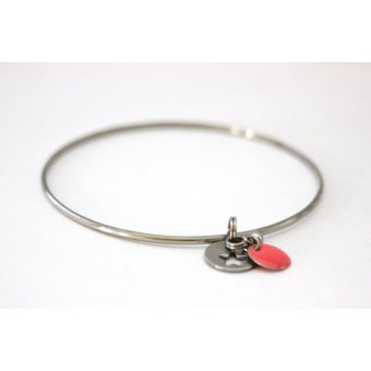 Bracelet fin en acier breloque ÃƒÆ’Ã‚Â©toile et sequin corail