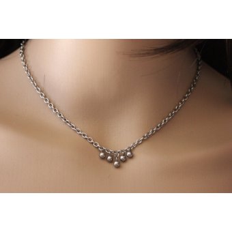 Collier acier breloques boules