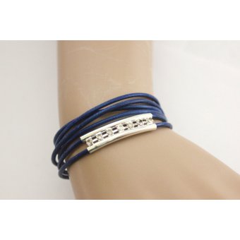 bracelet wrap en cuir bleu et strass by EmmaFashionStyle