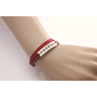 bracelet wrap en cuir rouge et strass by EmmaFashionStyle