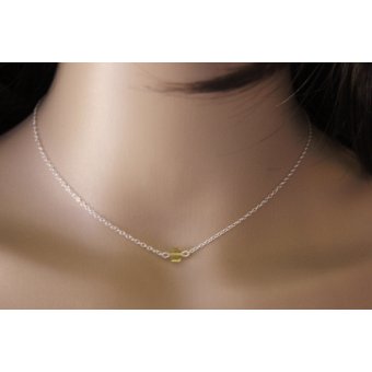 Collier en argent petit cube coloré