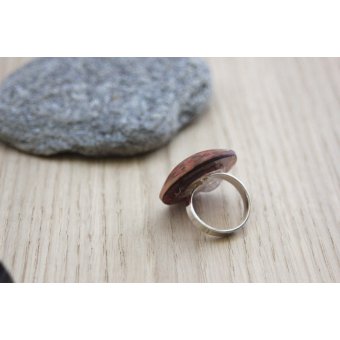 bague argent massif cabochon en verre artisanal