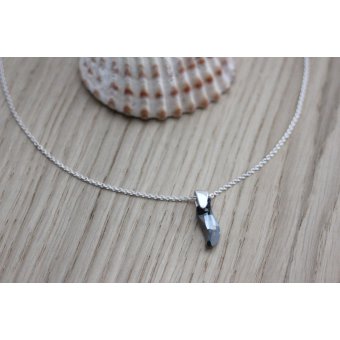 Collier argent pendentif vague swarovski noir