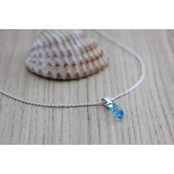 Collier argent pendentif vague swarovski bleu