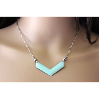 Collier chevron émaillé vert menthe