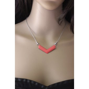 collier acier inoxydable chevron corail