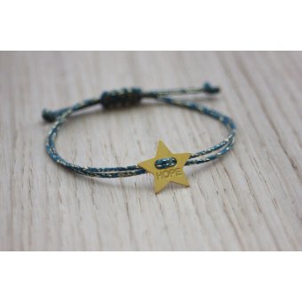 bracelet cordon bleu pétrol et doré by EmmaFashionStyle