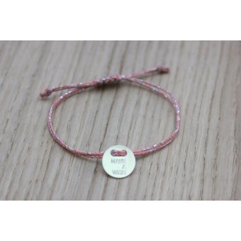 Bracelet rose argent et médaille gravée ~ Wish