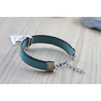 Bracelet cuir turquoise et fléche métal 