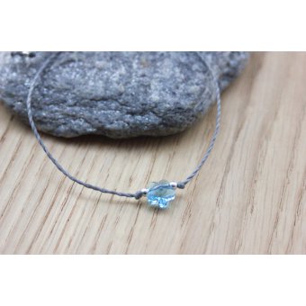 Bracelet cordon fleur en cristal swarovski bleu