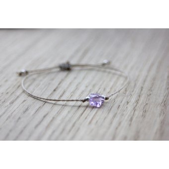 Bracelet cordon fleur en cristal swarovki violet