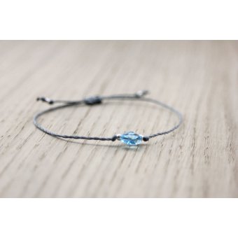 Bracelet cordon fleur en cristal swarovski bleu