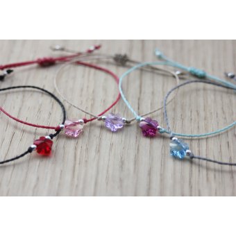 Bracelet cordon fleur en cristal swarovski rose