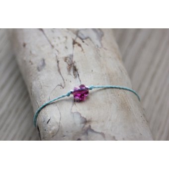 Bracelet cordon fleur en cristal swarovki fuchsia