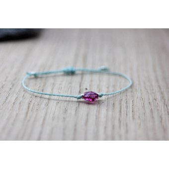 Bracelet cordon fleur en cristal swarovki fuchsia