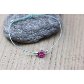 Bracelet cordon fleur en cristal swarovki fuchsia