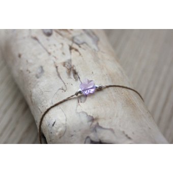 Bracelet cordon fleur en cristal swarovki violet
