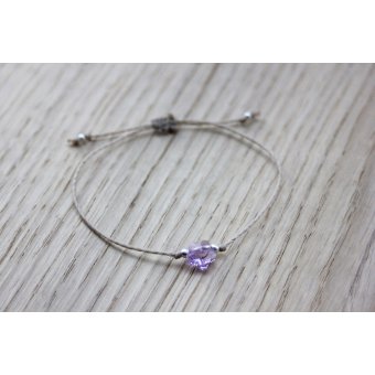 Bracelet cordon fleur en cristal swarovki violet