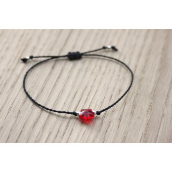 Bracelet cordon fleur en cristal swarovki rouge