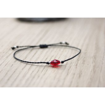 Bracelet cordon fleur en cristal swarovki rouge