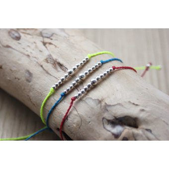 Bracelet cordon perles rondes argent 925