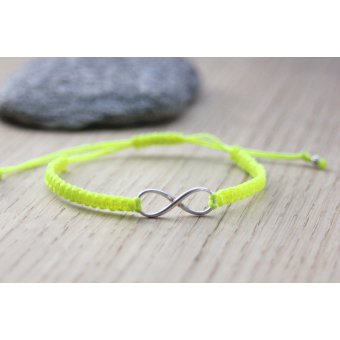 Bracelet cordon macramé Infini en argent massif