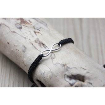 Bracelet cordon macramé Infini en argent massif