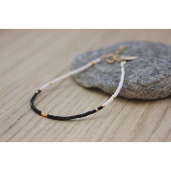 Bracelet Gold FIlled et miyuki noir et blanc