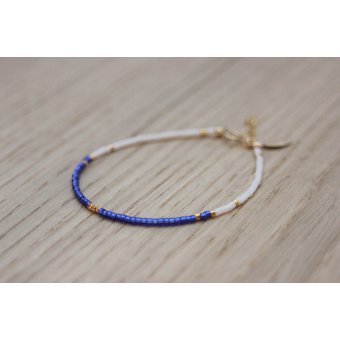 Bracelet Gold FIlled et miyuki bleu et blanc