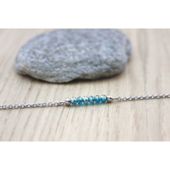 Bracelet en acier perles facettées bleu turquoise