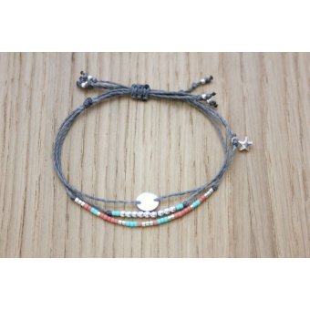 bracelet 3 rangs perles et argent