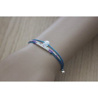 Bracelet ~ LAGOON ~  3en1 perles argent et miyuki 